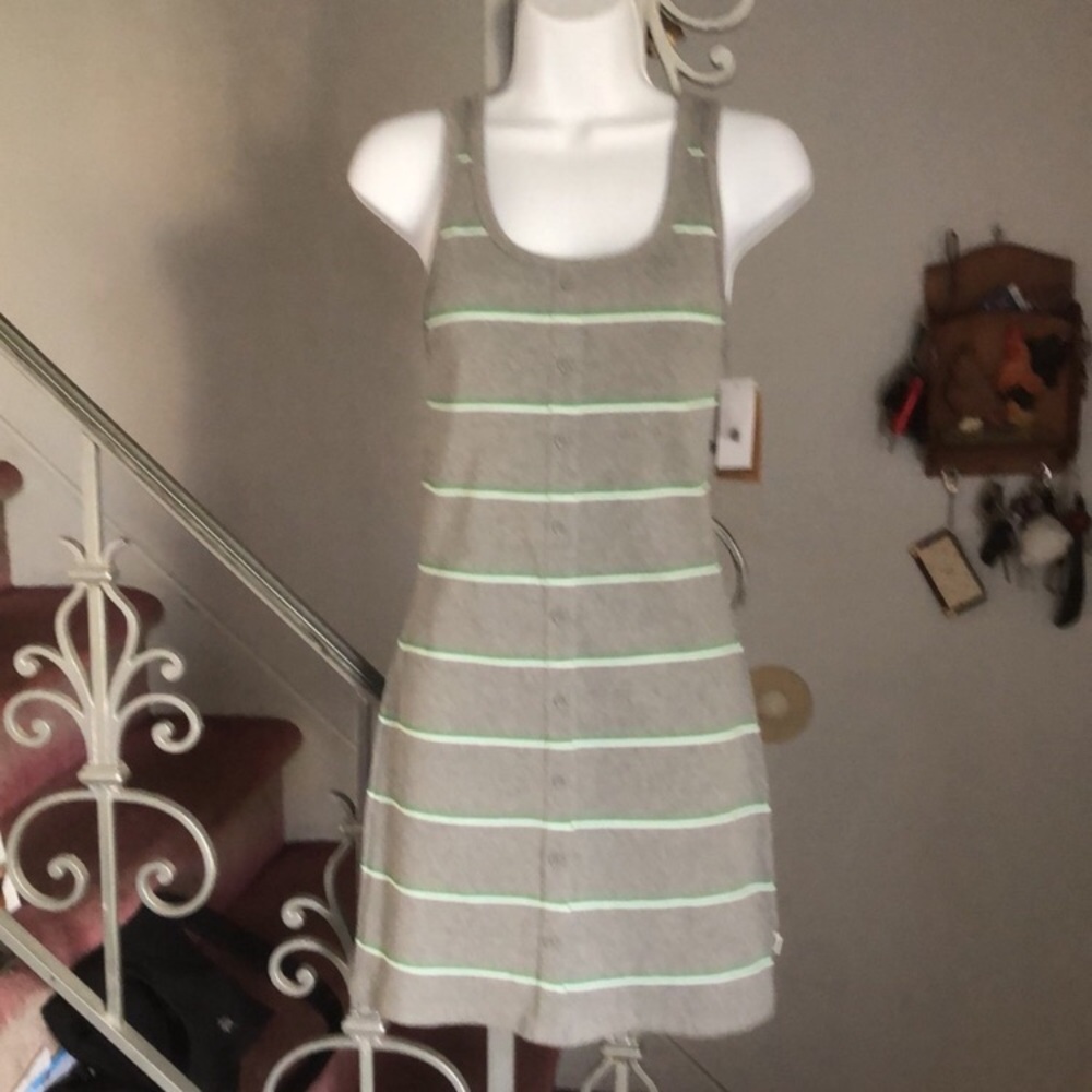 New Vans Gray and Green Striped Mini Dress